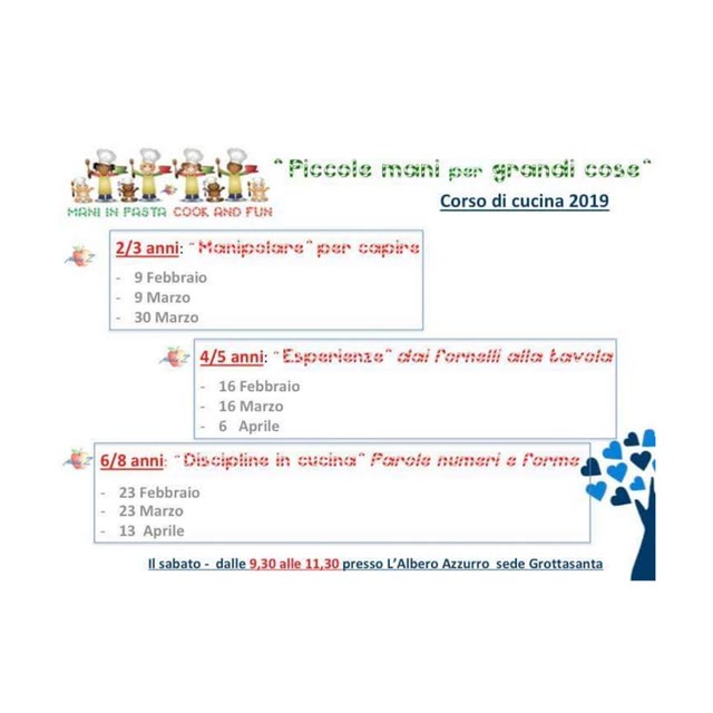 CORSO DI CUCINA 2019 – VI anno “PICCOLE MANI per GRANDI COSE”.